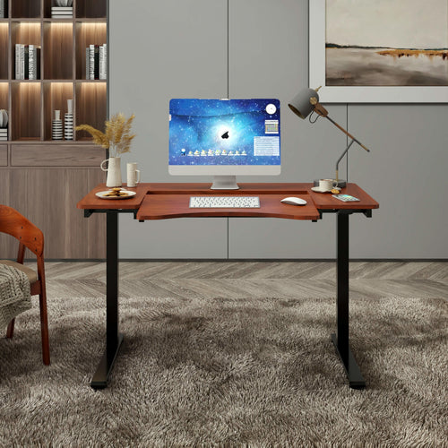 Sit-Stand Adjustable Electric Desk - Mahogany