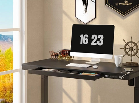 Sit-stand Adjustable Desk (included Table Top) - Black